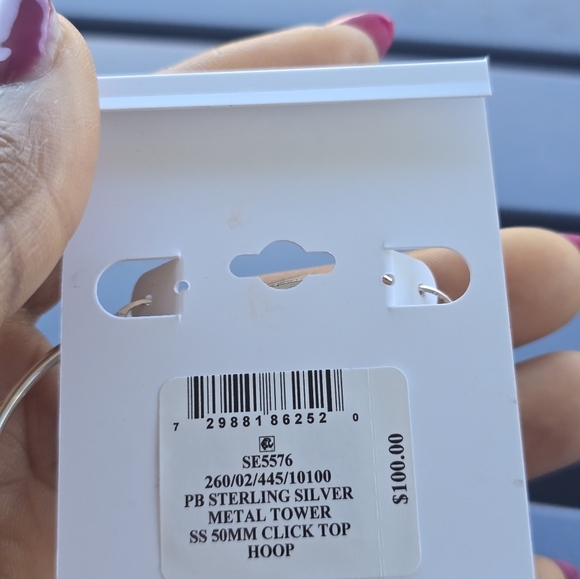 $100 Giani Bernini Sterling Silver Hoop Earrings Women New 50MM - Picture 5 of 9